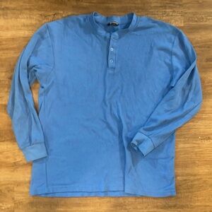 Mens Henley Shirt waffle knit Blue Size L #followme
